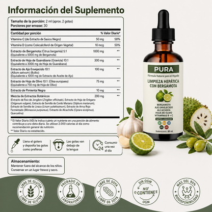 PURA™— Soporte hepático con bergamota cítrica.
